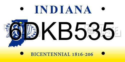 6DKB535 Indiana License Plate