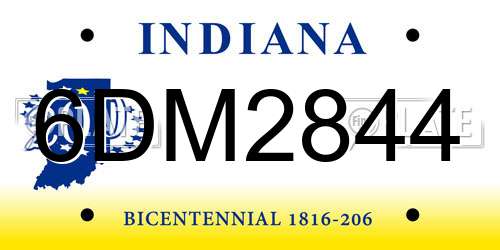 6DM2844 Indiana License Plate