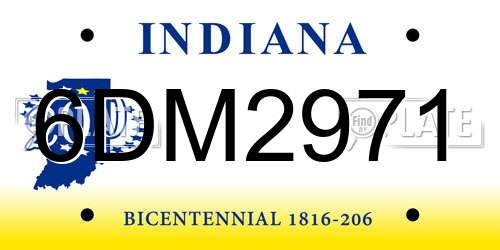 6DM2971 Indiana License Plate