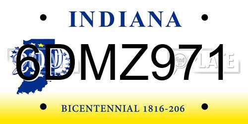 6DMZ971 Indiana License Plate