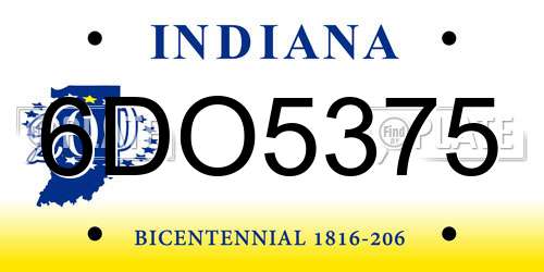 6DO5375 Indiana License Plate