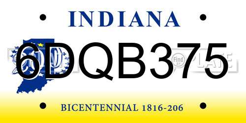 6DQB375 Indiana License Plate