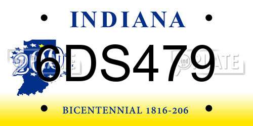 6DS479 Indiana License Plate