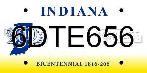 6DTE656 Indiana License Plate