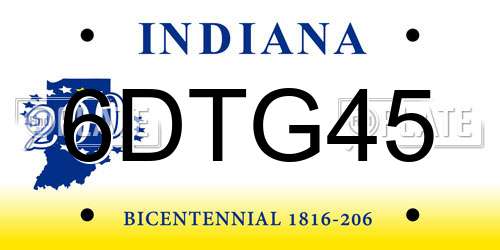6DTG45 Indiana License Plate