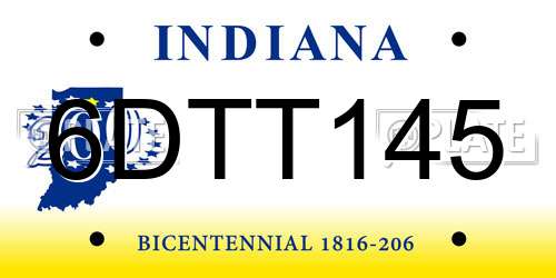 6DTT145 Indiana License Plate