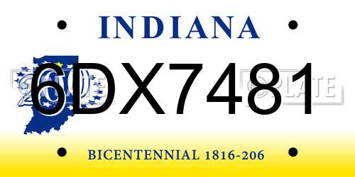 6DX7481 Indiana License Plate