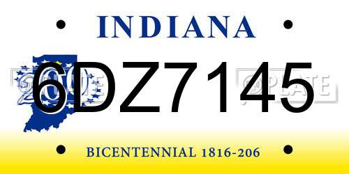 6DZ7145 Indiana License Plate