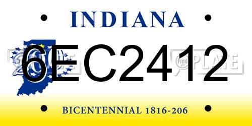6EC2412 Indiana License Plate