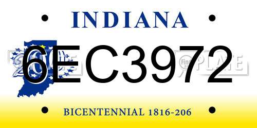 6EC3972 Indiana License Plate