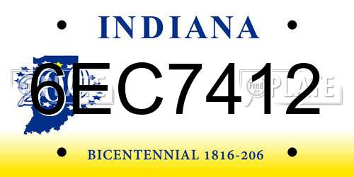 6EC7412 Indiana License Plate