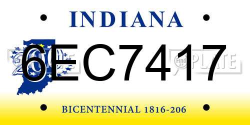 6EC7417 Indiana License Plate