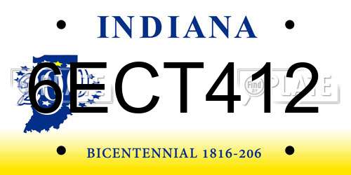 6ECT412 Indiana License Plate