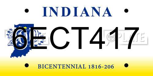 6ECT417 Indiana License Plate