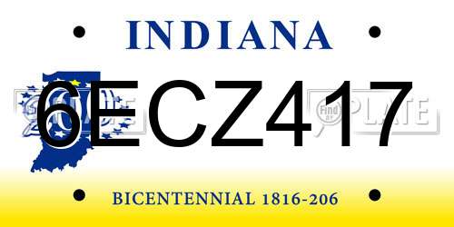 6ECZ417 Indiana License Plate