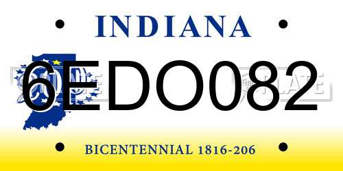 6EDO082 Indiana License Plate