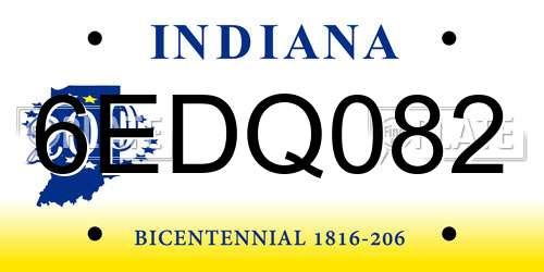 6EDQ082 Indiana License Plate