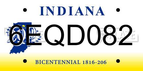 6EQD082 Indiana License Plate
