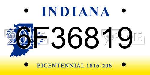6F36819 Indiana License Plate