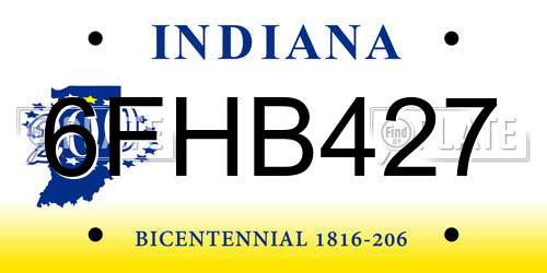 6FHB427 Indiana License Plate