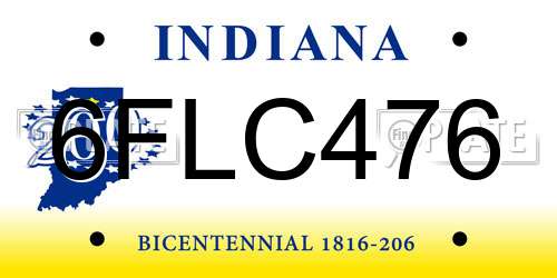 6FLC476 Indiana License Plate