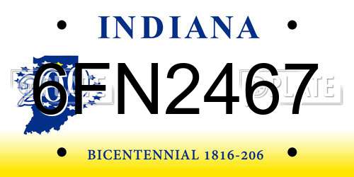 6FN2467 Indiana License Plate