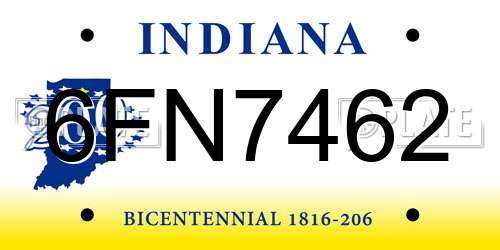6FN7462 Indiana License Plate