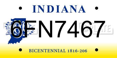 6FN7467 Indiana License Plate