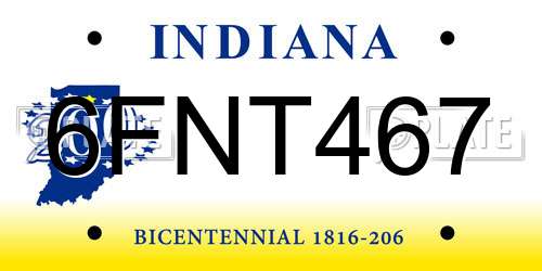 6FNT467 Indiana License Plate