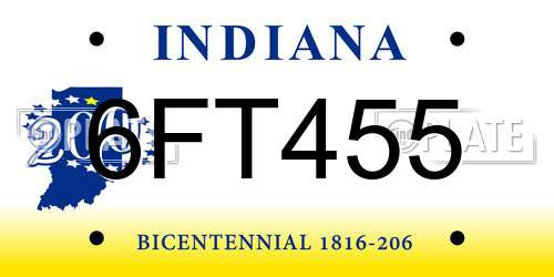 6FT455 Indiana License Plate