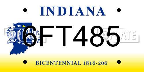 6FT485 Indiana License Plate