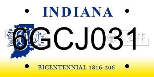 6GCJ031 Indiana License Plate