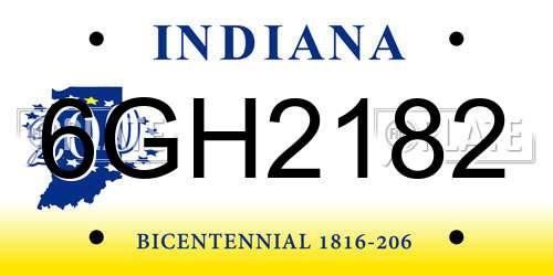 6GH2182 Indiana License Plate