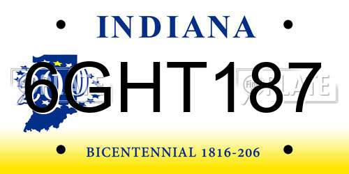 6GHT187 Indiana License Plate
