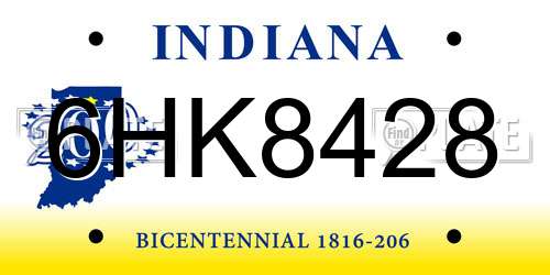 6HK8428 Indiana License Plate