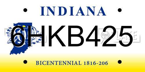 6HKB425 Indiana License Plate