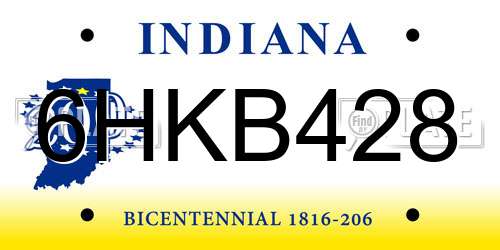 6HKB428 Indiana License Plate