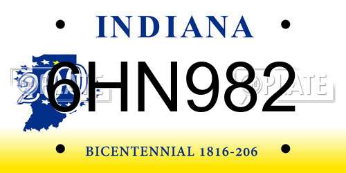 6HN982 Indiana License Plate