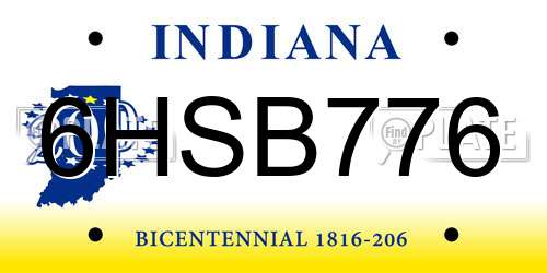 6HSB776 Indiana License Plate