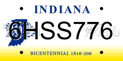 6HSS776 Indiana License Plate
