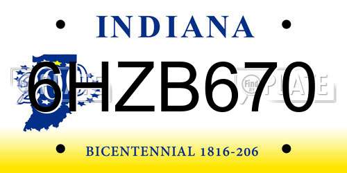 6HZB670 Indiana License Plate
