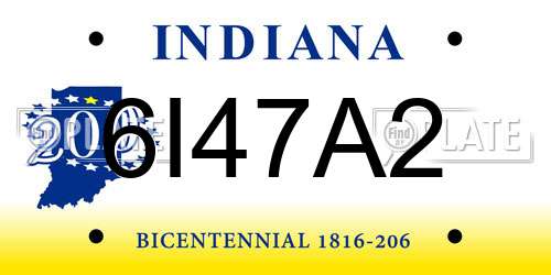 6I47A2 Indiana License Plate