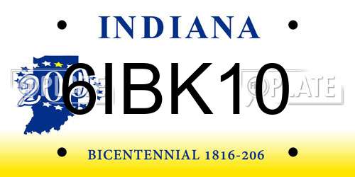 6IBK10 Indiana License Plate