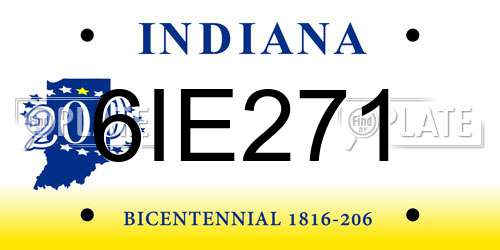 6IE271 Indiana License Plate