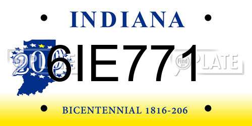 6IE771 Indiana License Plate