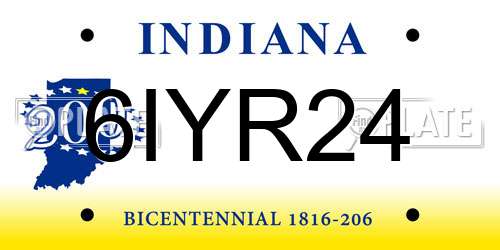 6IYR24 Indiana License Plate