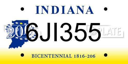 6JI355 Indiana License Plate