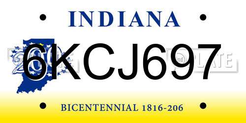 6KCJ697 Indiana License Plate