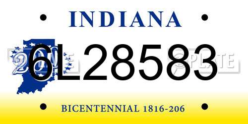 6L28583 Indiana License Plate