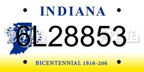 6L28853 Indiana License Plate